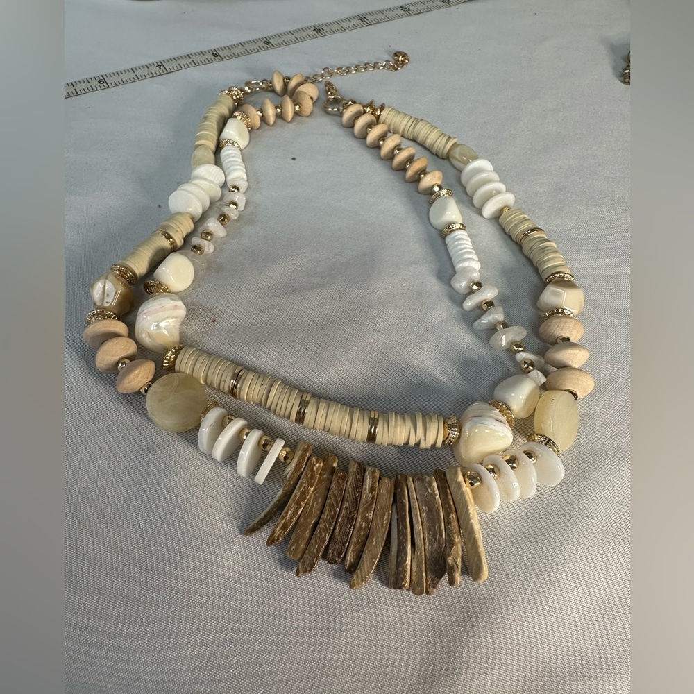 Neutral Beach Chic Double Strand Statement Neckla… - image 4